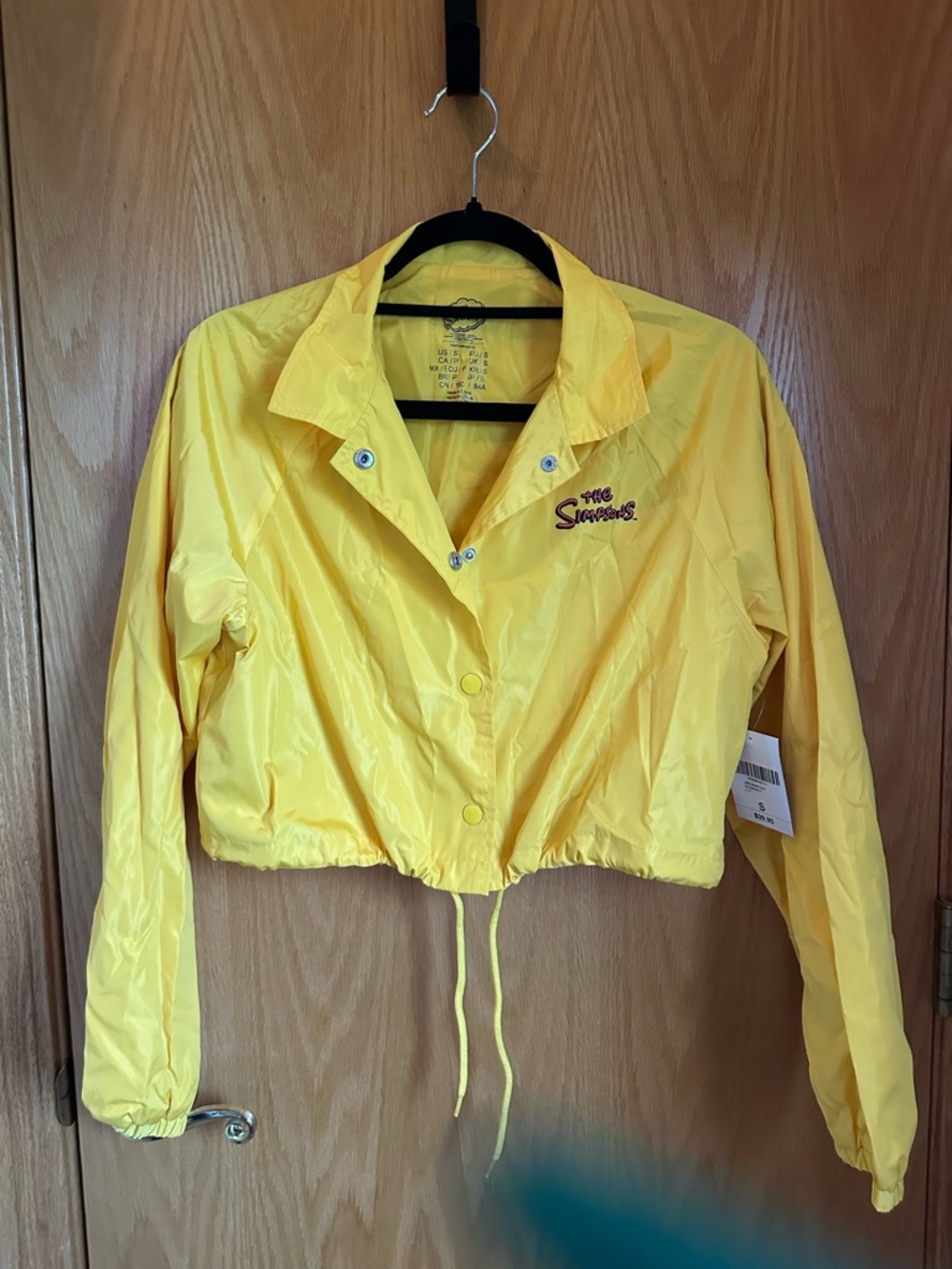 Yellow Cropped Windbreaker Jacket
